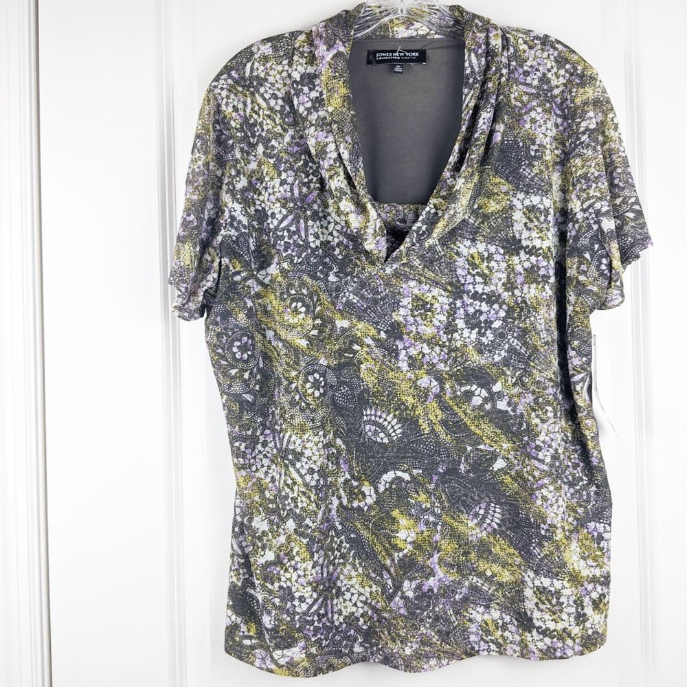 NWT Jones New York Floral Short Sleeve Blouse